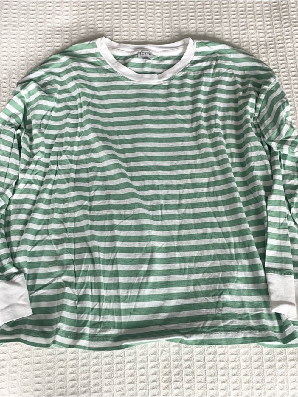 J. Crew Factory Green & White Striped Crewneck Tee XXL - Picture 2 of 6